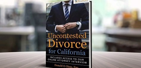 A book titled Uncontested Divorce for California for true default uncontested divorce $695 divorce attorney